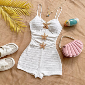 Tight hollow metal five-star one-piece swimsuit