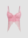 High end fishbone corset, heavy-duty nail bead tassel suspender top