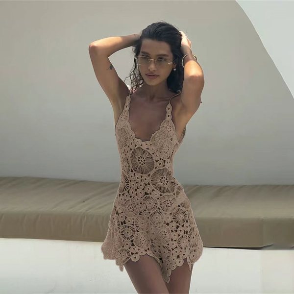 Lace hollow hook flower beach cover shirt