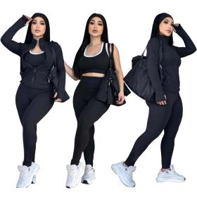 Letter yoga suit high elasticity exercise three piece set