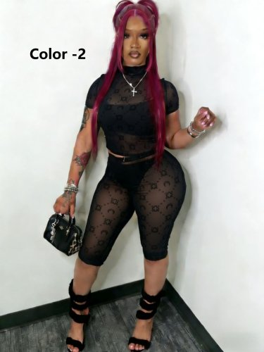 Two piece set of plush mesh yarn