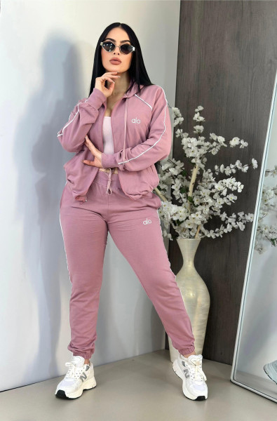 Embroidered letter zipper sweatshirt with multiple pockets and ankle cuffs, sports suit