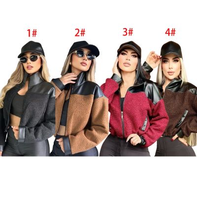 Letter loose warm leather velvet top jacket