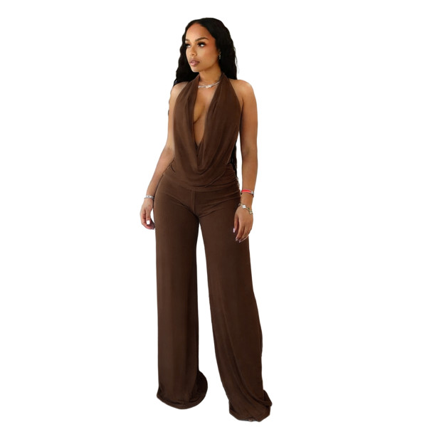 Hanging neck, swinging collar, big backless, tied rope, mesh, two-piece set