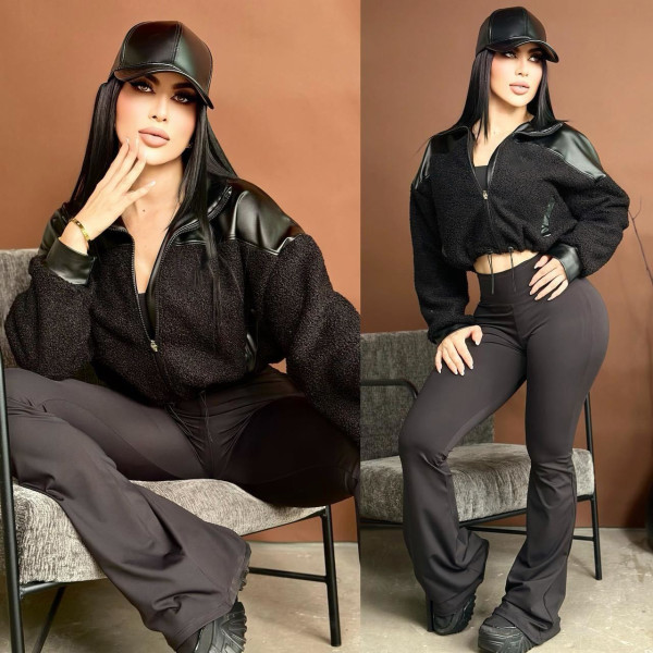 Letter loose warm leather velvet top jacket