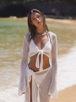 Hollow out long sleeved knitted two-piece set Hollow out long sleeved knitted two-piece set