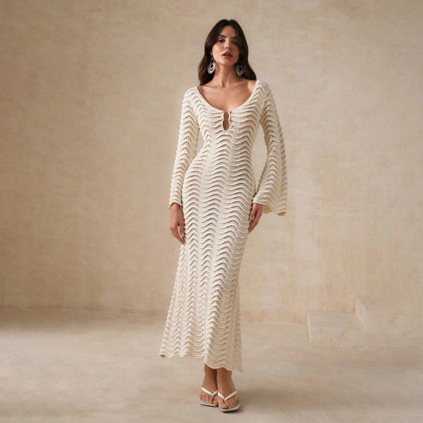Knitted beach bikini swimsuit, cover up dress