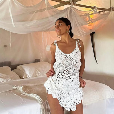 Lace hollow hook flower beach cover shirt