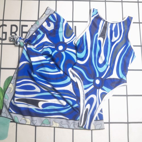 Square scarf+one-piece swimsuit