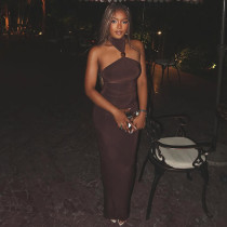 Hanging neck and chest wrapped dress Hanging neck and chest wrapped dress