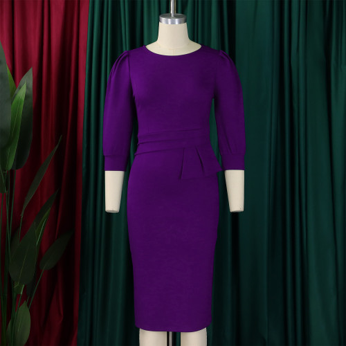 Round neck hip hugging dress