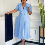 V-neck pleated dress