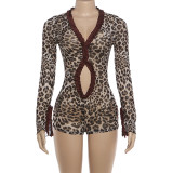 Open cut printed see through jumpsuit with exposed navel