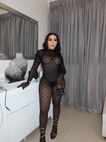 Hot stamping one-piece stockings, see through tight fitting and erotic jumpsuit