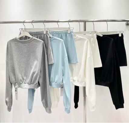 Round neck letter print set loose sports shorts two-piece set