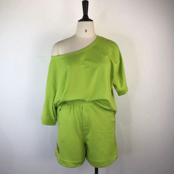 One collar shoulder baring loose two-piece set