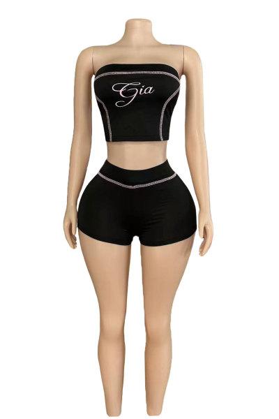 Sports chest hugging shorts set
