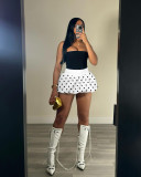 Polka dot bubble skirt high waist pleated skirt mini skirt