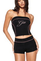Sports chest hugging shorts set