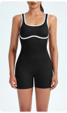 Seamless one-piece yoga suit, sports elastic vest, contrasting color jumpsuit