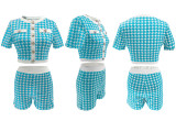 Thousand Bird Short sleeved Top Tight Shorts Set