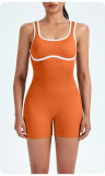 Seamless one-piece yoga suit, sports elastic vest, contrasting color jumpsuit