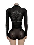 Long sleeved shorts mesh full hot stamping set