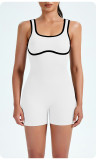 Seamless one-piece yoga suit, sports elastic vest, contrasting color jumpsuit