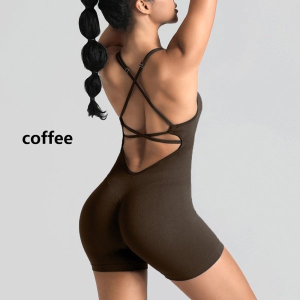 Solid color fitness clothes, quick drying clothes, yoga jumpsuit