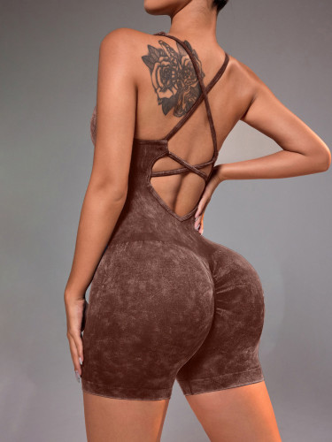 Washed fitness suit, quick drying outer garment, yoga jumpsuit