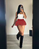 Polka dot bubble skirt high waist pleated skirt mini skirt