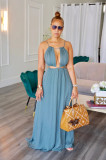 Sleeveless hollow backless long skirt solid color jumpsuit