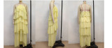 Hanging neck solid color cake chiffon dress