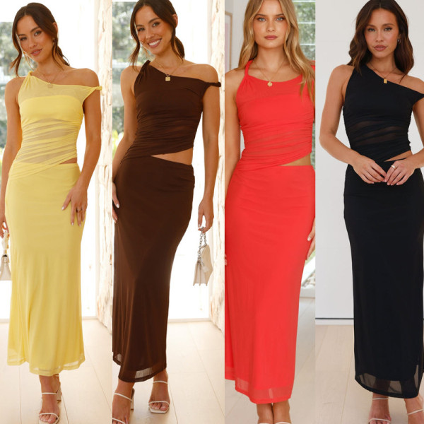 Mesh patchwork hip hugging dress