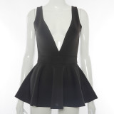 Deep V backless sleeveless dress