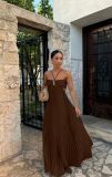 Strapless pleated sleeveless camisole dress