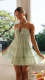 Strap V-neck long patchwork dress