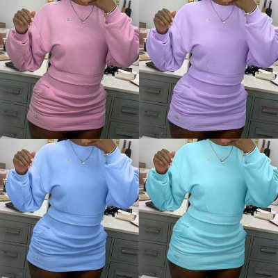 Long-sleeved short skirt set Y71634