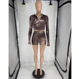 Printed long sleeved shorts set