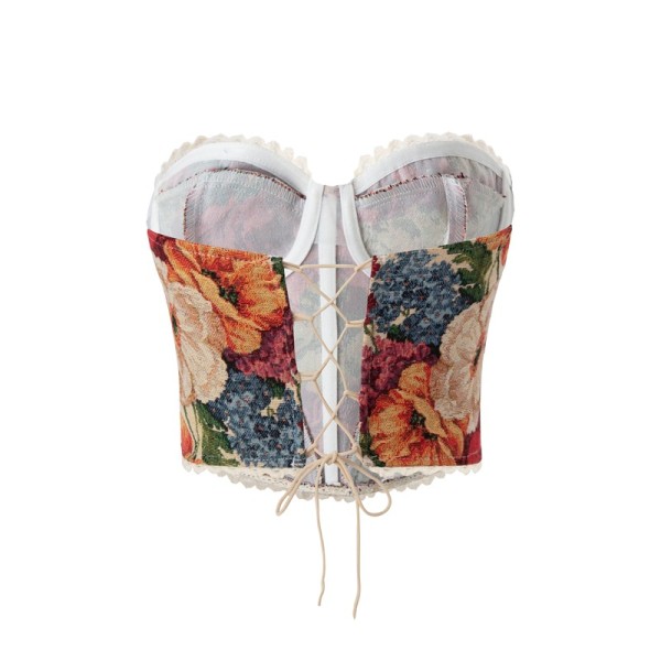 Fishbone corset oil painting vest
