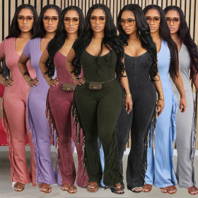 One piece fringe jumpsuit