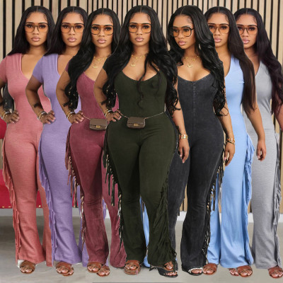 One piece fringe jumpsuit