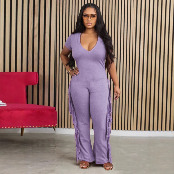 One piece fringe jumpsuit