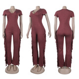 One piece fringe jumpsuit