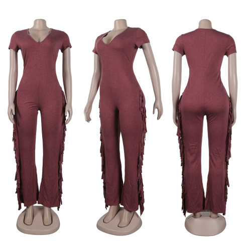 One piece fringe jumpsuit