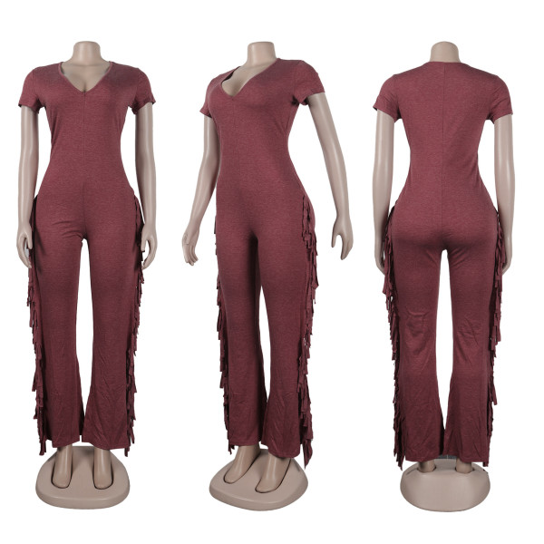 One piece fringe jumpsuit