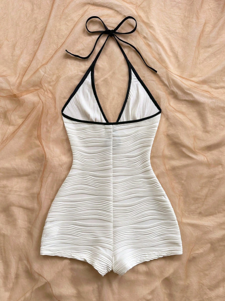 Hanging neck one-piece bikini camisole jumpsuit