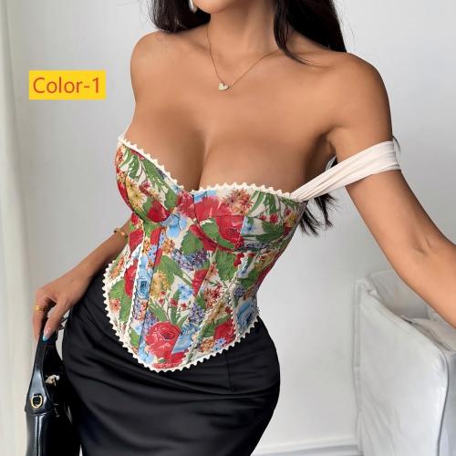 Jacquard court style chest wrapped fishbone chest cotton vest