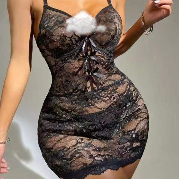 Strap, backless lace, hip hugging skirt