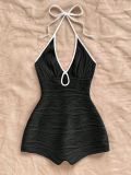 Hanging neck one-piece bikini camisole jumpsuit